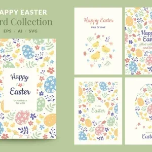 Easter-Themed Vector Card Set Background Easter-Themed Vector Card Set Background