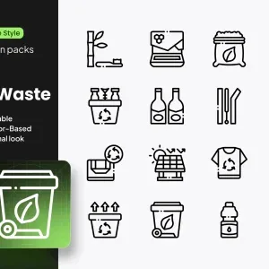 Zero Waste Sustainability Icons Set Zero Waste Sustainability Icons Set