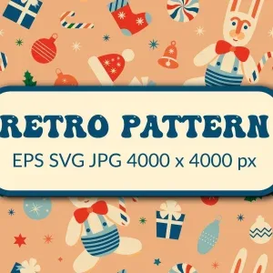 Retro Christmas Rabbit Pattern Retro Christmas Rabbit Pattern