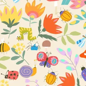 Summer Insects Vector Seamless Pattern Summer Insects Vector Seamless Pattern
