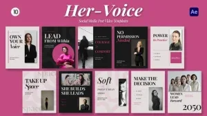 Her Voice Women Empowerment Social Media After After Effects Template