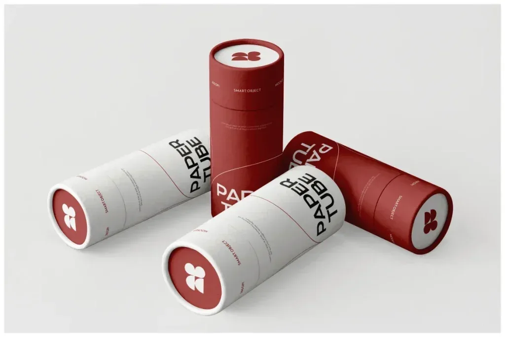 cylindrical paper tube packaging Photoshop Mockup