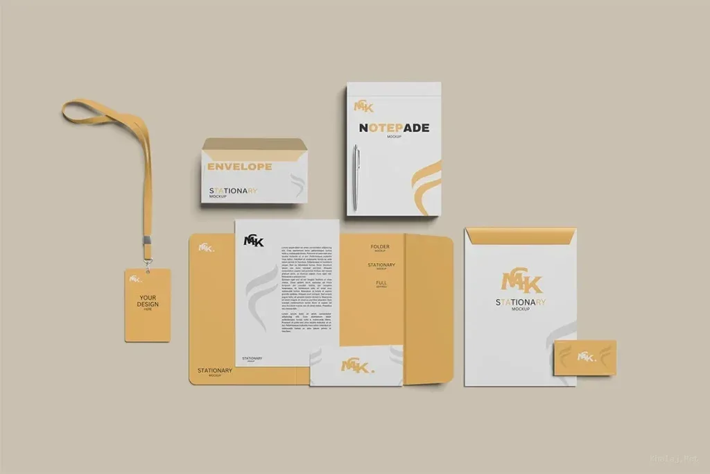 stationery set with three items Photoshop Mockup