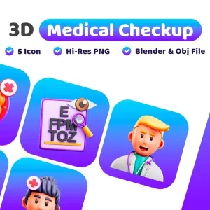 Medical Checkup 3D Graphic Element Medical Checkup 3D Graphic Element