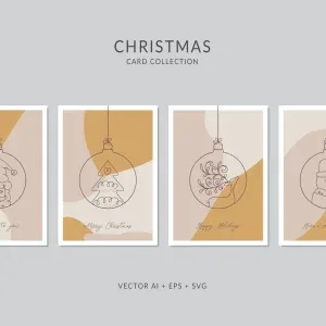 Christmas Greeting Card Vector Set Background Christmas Greeting Card Vector Set Background