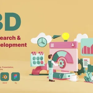 3D Research and Development Scene Illustration 3D Research and Development Scene Illustration
