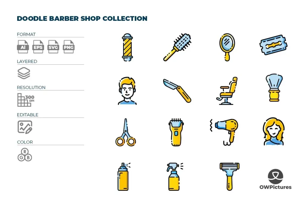 doodle barber shop tools Icon
