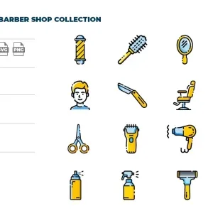doodle barber shop tools Icon doodle barber shop tools Icon