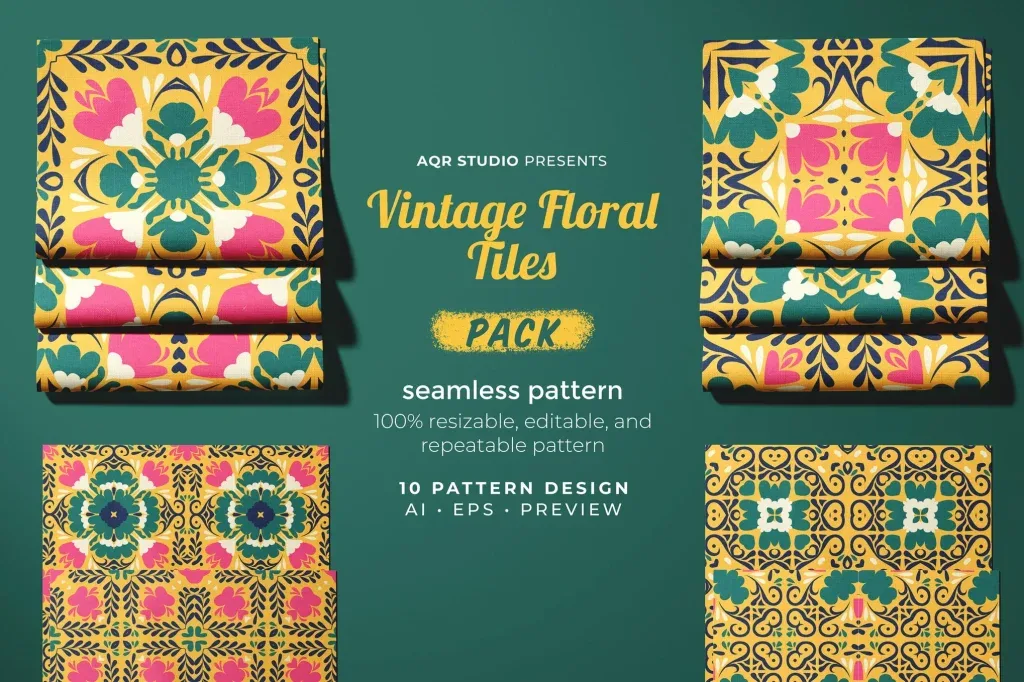Vintage Floral Tiles Pattern
