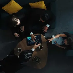 Business Team Analyzing Data in Office Stock Footage Business Team Analyzing Data in Office Stock Footage