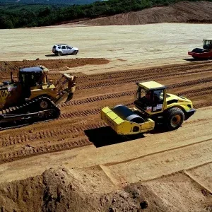 Aerial Heavy Machinery Construction Site Stock Footage Aerial Heavy Machinery Construction Site Stock Footage