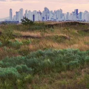 Panama City Sunset Aerial Skyline Stock Footage Panama City Sunset Aerial Skyline Stock Footage