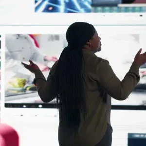 Woman Interacting with Digital Cooking Stock Footage Woman Interacting with Digital Cooking Stock Footage