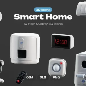 3D Smart Home Devices Graphic Element 3D Smart Home Devices Graphic Element