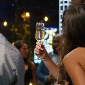 Urban Night Champagne Toast Stock Footage Urban Night Champagne Toast Stock Footage