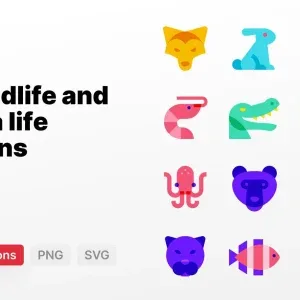 wildlife and sea life vector illustrations Icon wildlife and sea life vector illustrations Icon