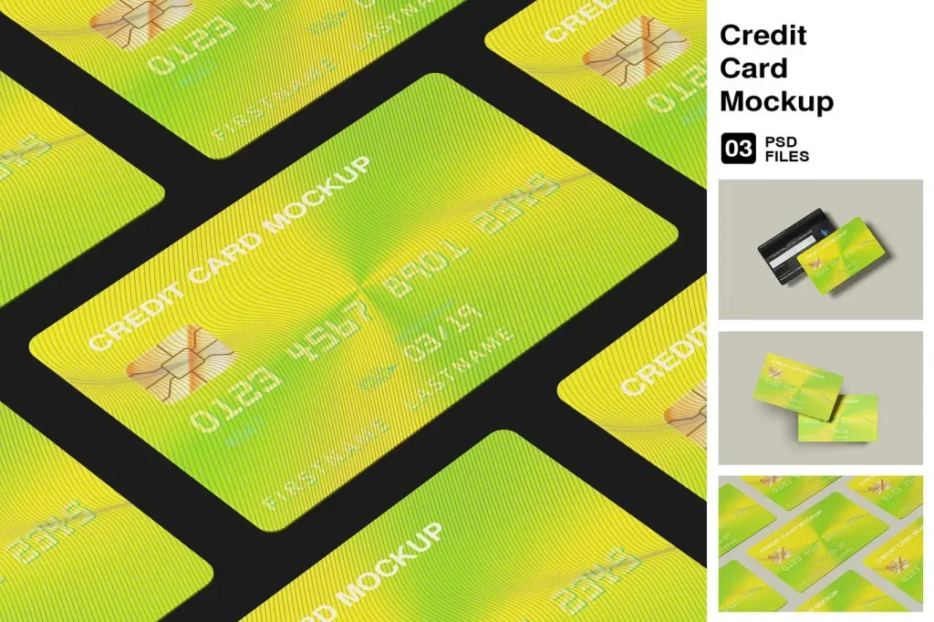 credit card held between fingers Photoshop Mockup