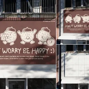 large horizontal storefront banner sign Photoshop Mockup large horizontal storefront banner sign Photoshop Mockup