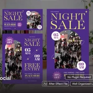 Night Sale Social Media Pack After Effects Template Night Sale Social Media Pack After Effects Template