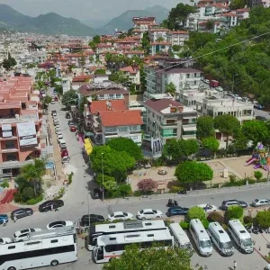 Aerial Turkish City with Cable Car Stock Footage Aerial Turkish City with Cable Car Stock Footage