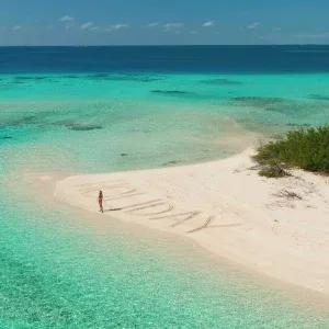 Aerial Tropical Beach Woman Friday Sand Stock Footage Aerial Tropical Beach Woman Friday Sand Stock Footage