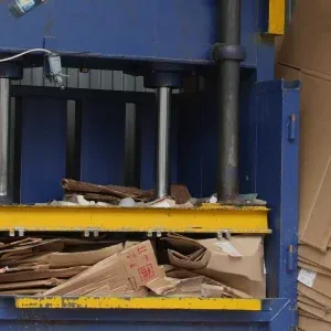 Cardboard Recycling Machine Compressing Stock Footage Cardboard Recycling Machine Compressing Stock Footage