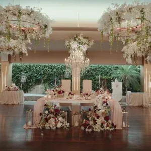 Wedding Sweetheart Table with Floral Stock Footage Wedding Sweetheart Table with Floral Stock Footage