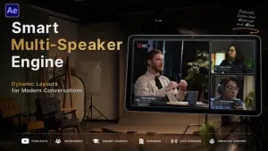 Multi-Speaker Broadcast Layout After Effects Template