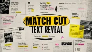 Match Cut Newspaper Text Reveal After Effects Template