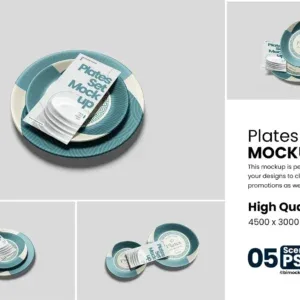 set of modern plates Photoshop Mockup set of modern plates Photoshop Mockup