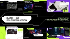 Glitch HUD Sales Promotion After Effects Template
